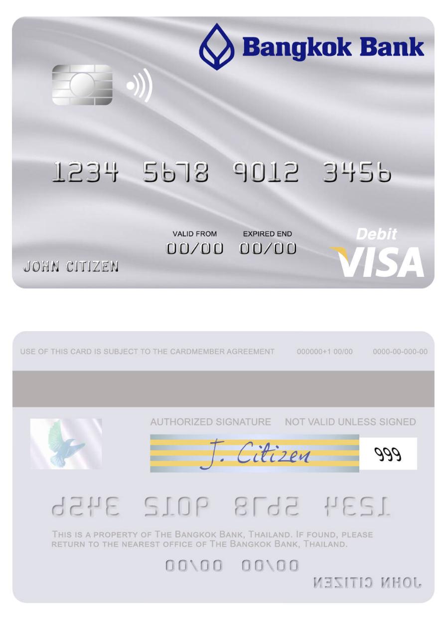 Thailand Bangkok Bank visa debit card